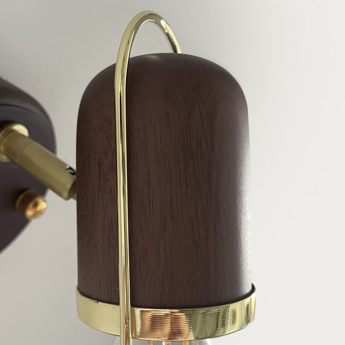 Cone Iron Wood Bedroom Wall Lamp