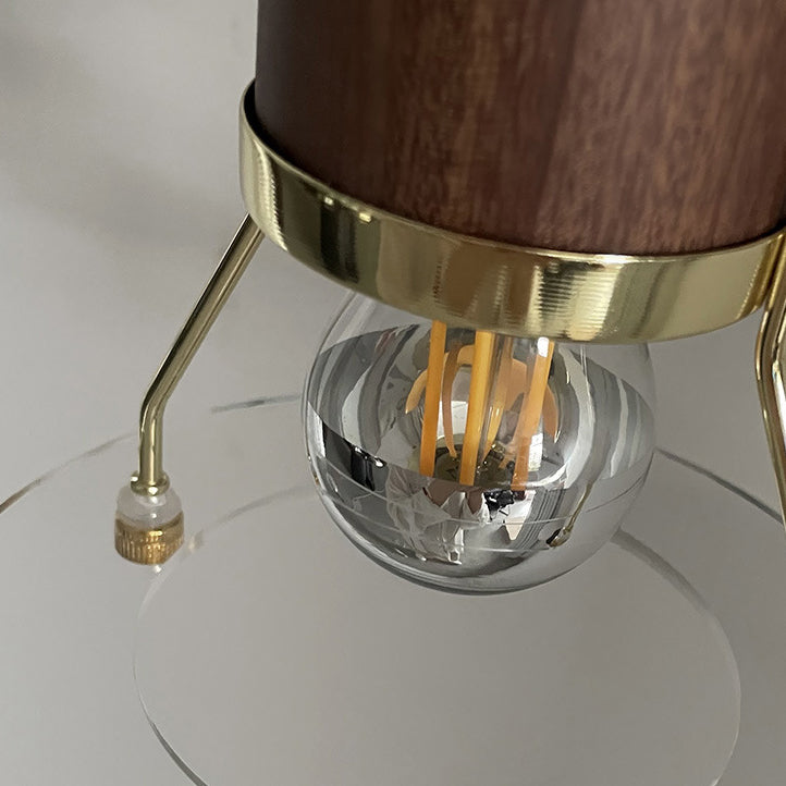 Cone Iron Wood Bedroom Wall Lamp