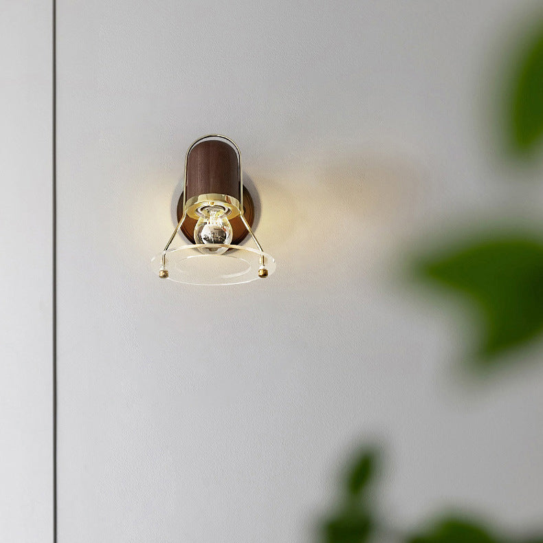 Cone Iron Wood Bedroom Wall Lamp