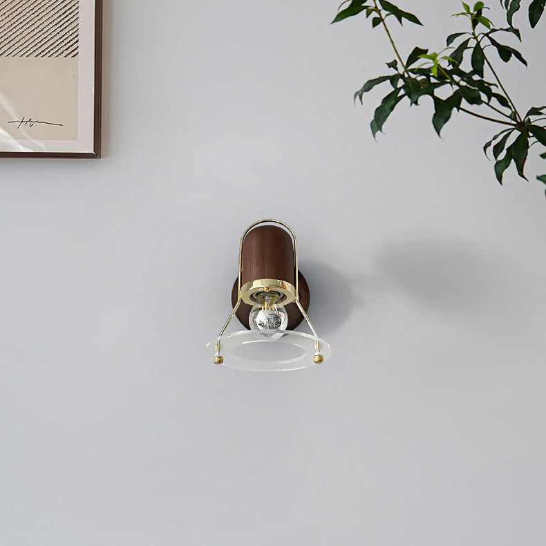 Cone Iron Wood Bedroom Wall Lamp