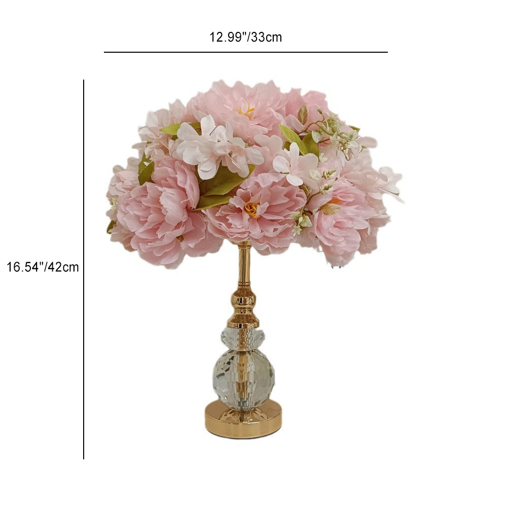 Round Metal Rose Crystal Table Lamp