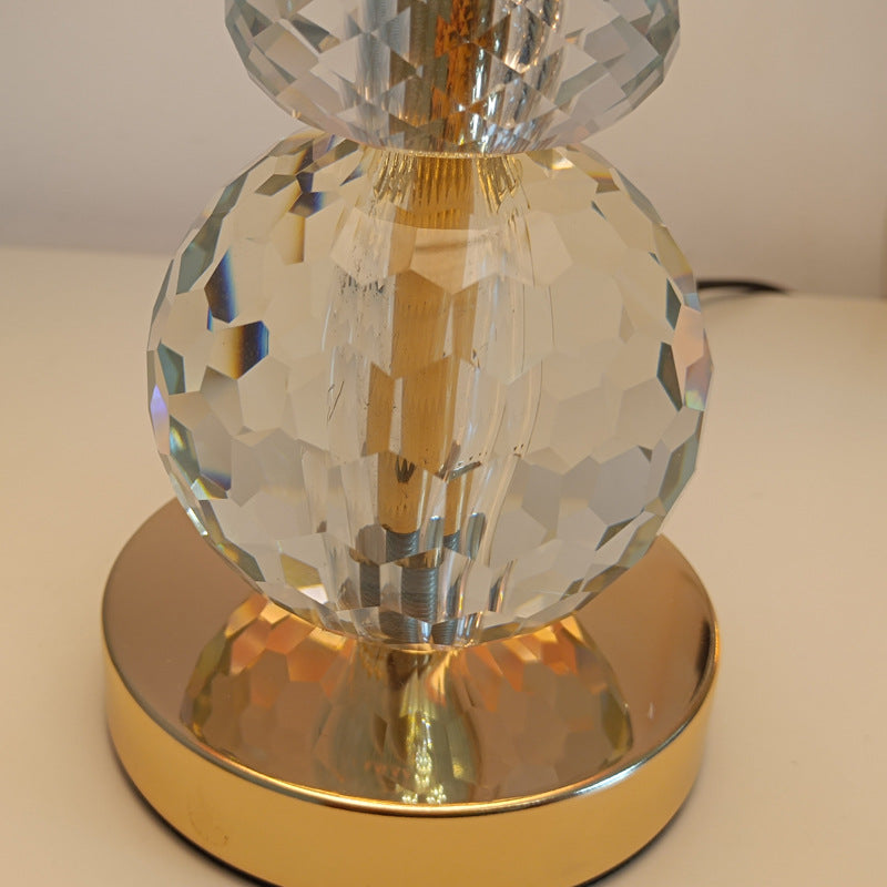 Round Metal Rose Crystal Table Lamp