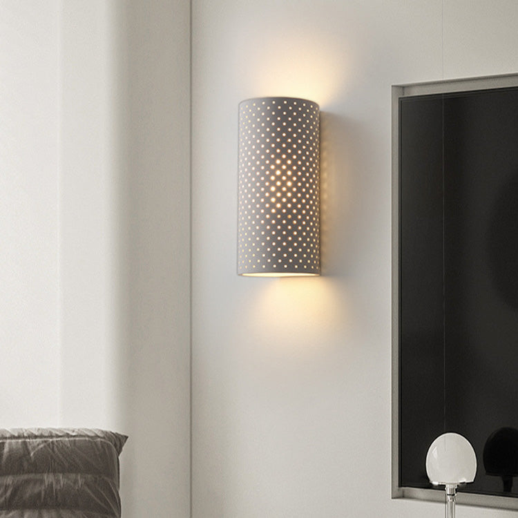 Round Cylinder Plaster Living Wall Lamp