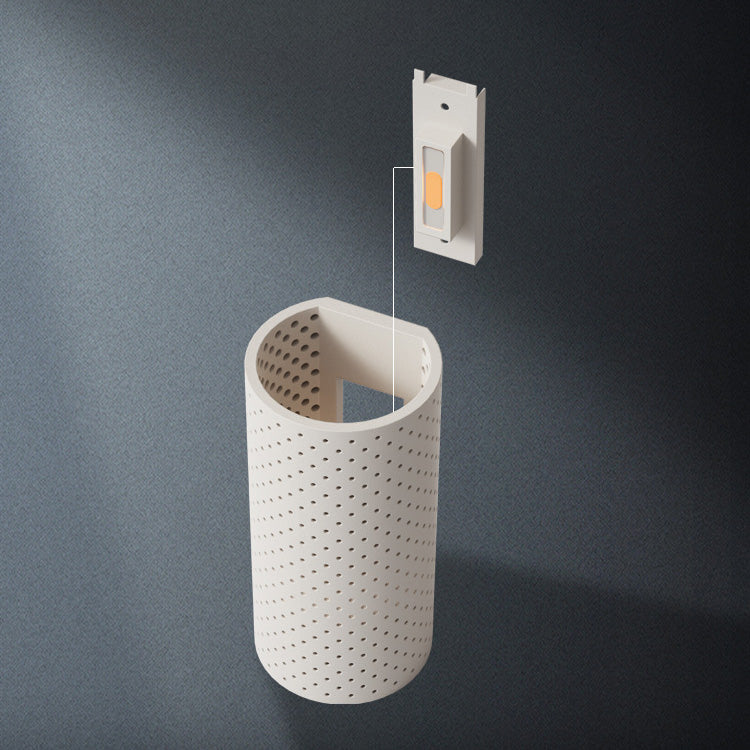 Round Cylinder Plaster Living Wall Lamp