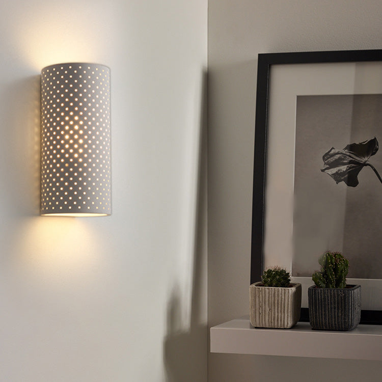 Round Cylinder Plaster Living Wall Lamp