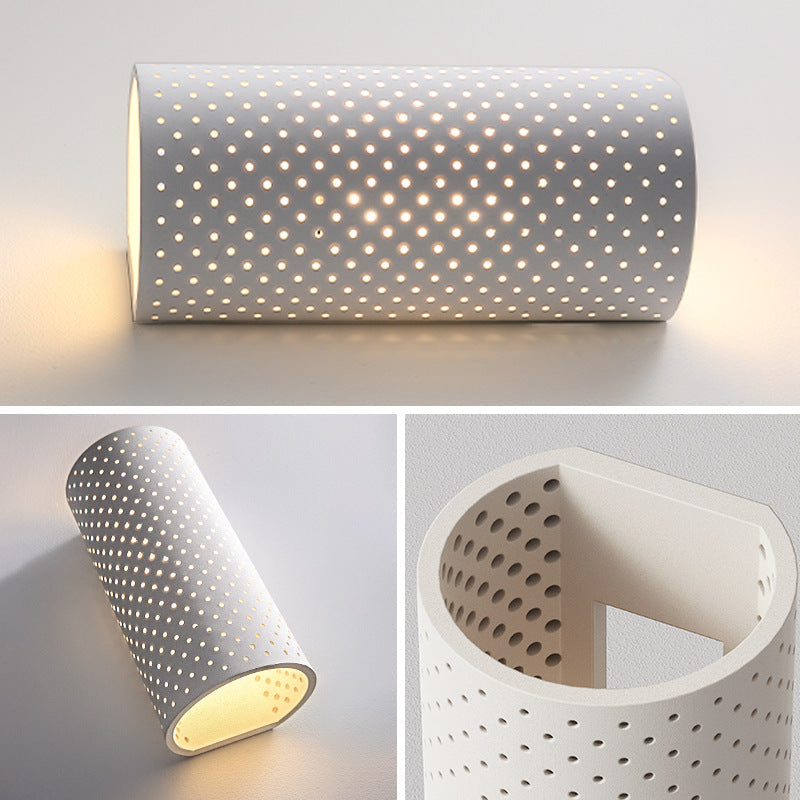 Round Cylinder Plaster Living Wall Lamp