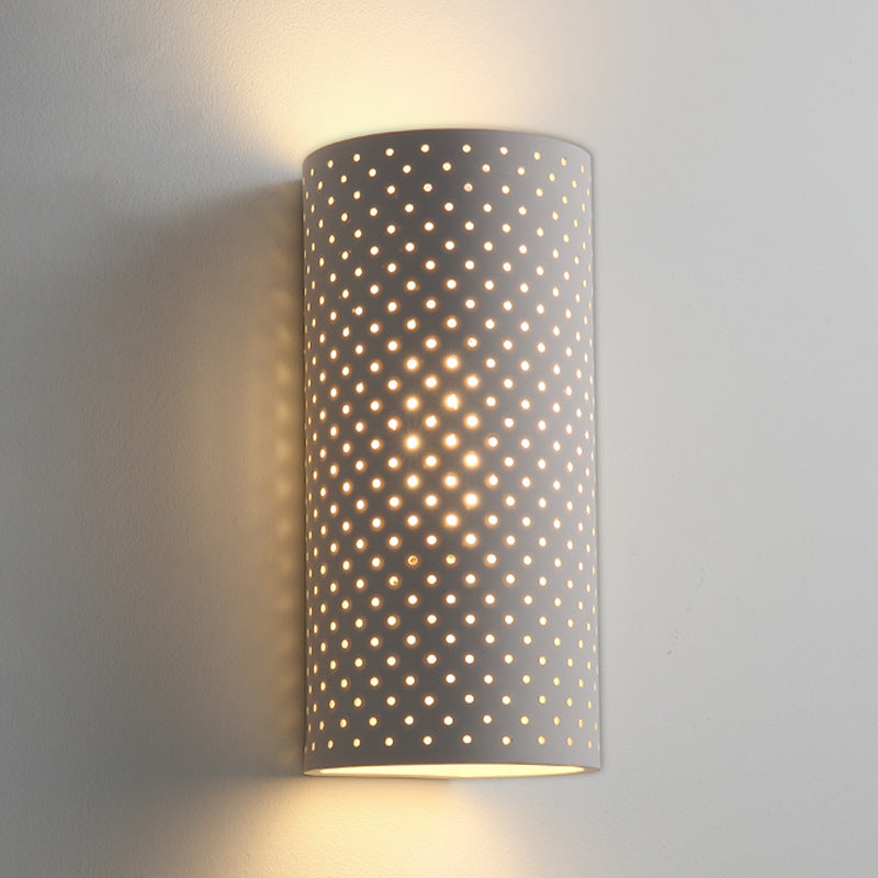 Round Cylinder Plaster Living Wall Lamp