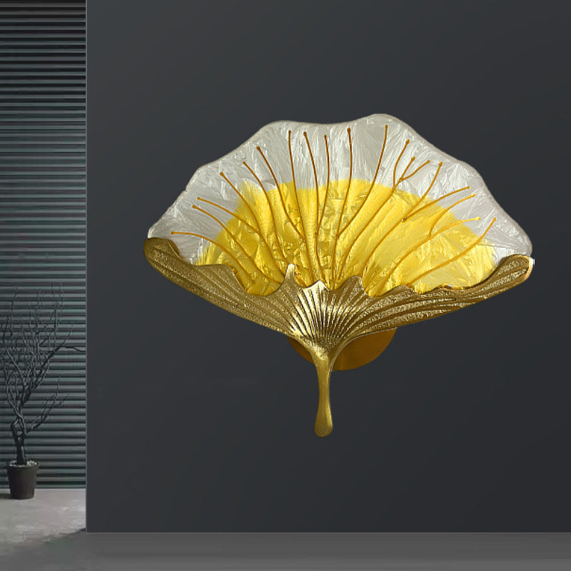 Ginkgo Leaf Copper Glaze Wall Lamp