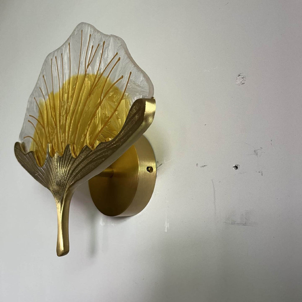 Ginkgo Leaf Copper Glaze Wall Lamp