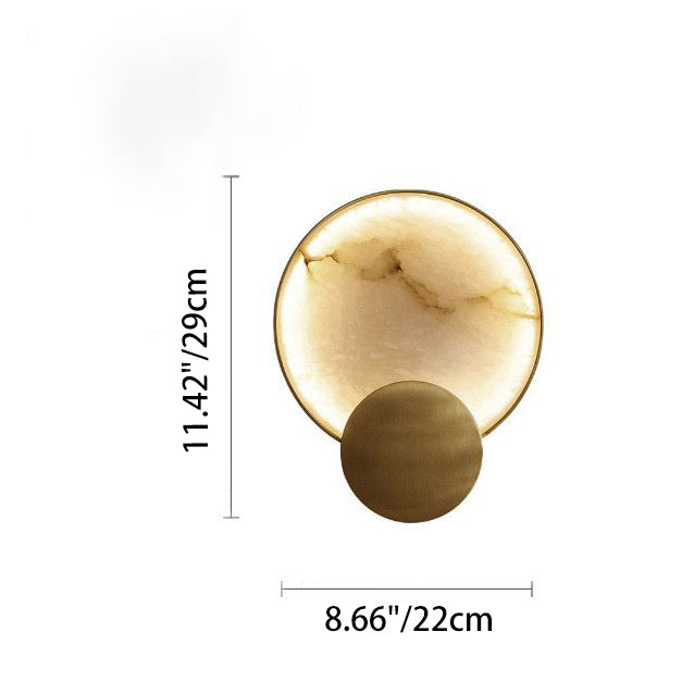 Round Hardware Marble Bedroom Wall Lamp