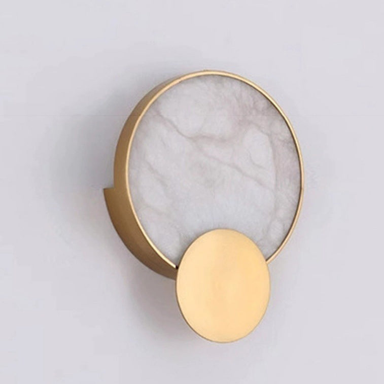 Round Hardware Marble Bedroom Wall Lamp