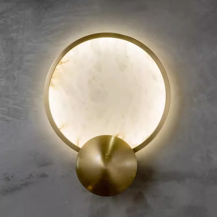 Round Hardware Marble Bedroom Wall Lamp