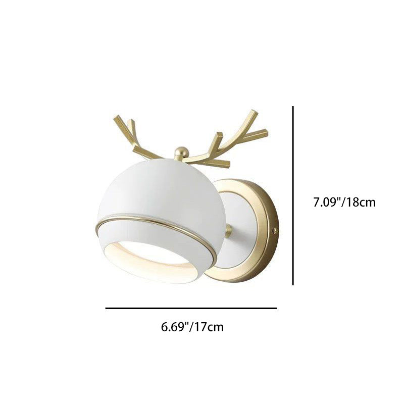 Antler Round Semi-Round Iron Wall Lamp