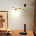 Round Pleated Cone Rubberwood Table Lamp