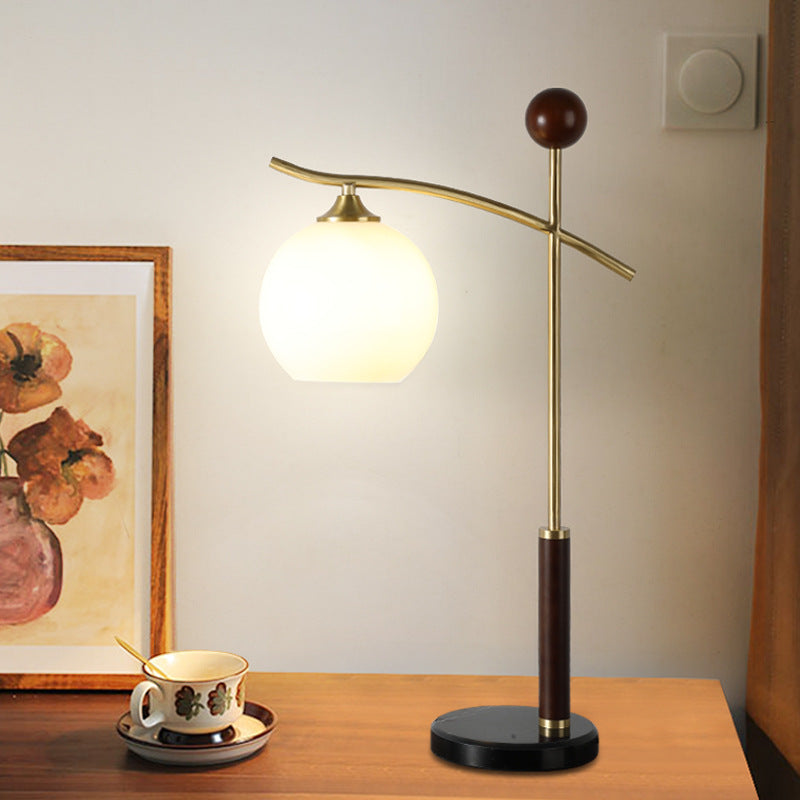 Round Pleated Cone Rubberwood Table Lamp