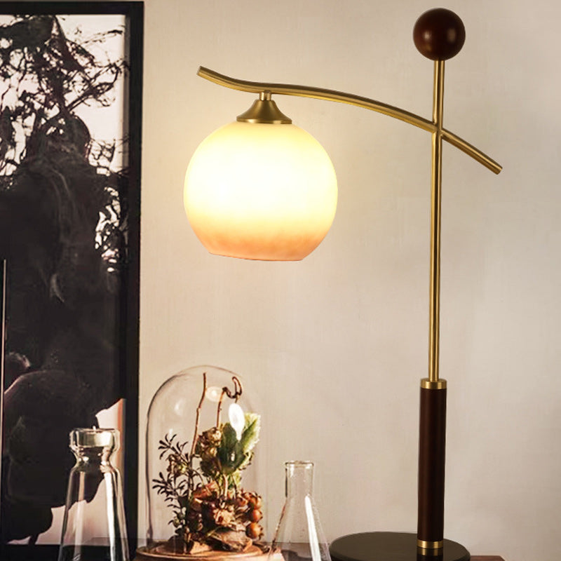Round Pleated Cone Rubberwood Table Lamp