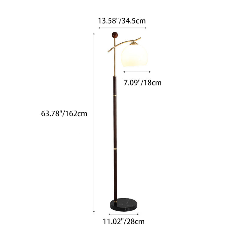 Round Cone Pleated Rubberwood Floor Lamp