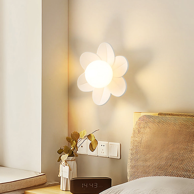 Floral Orb Resin Bedroom Wall Lamp