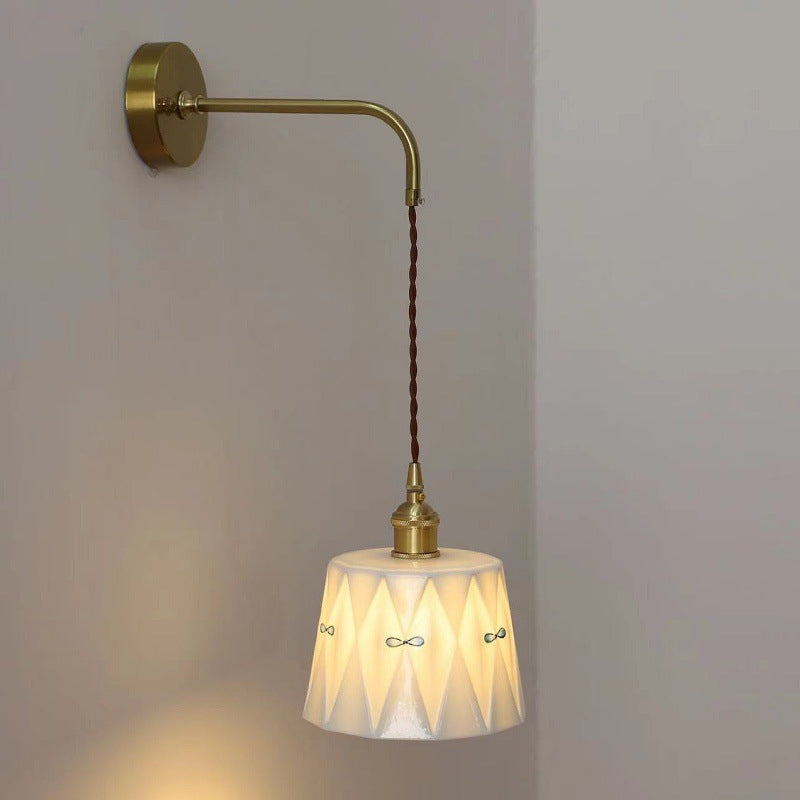 Trapezoid Round Copper Ceramic Wall Lamp