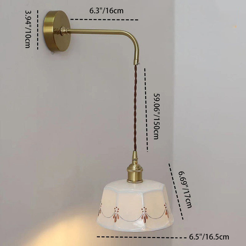 Trapezoid Round Copper Ceramic Wall Lamp