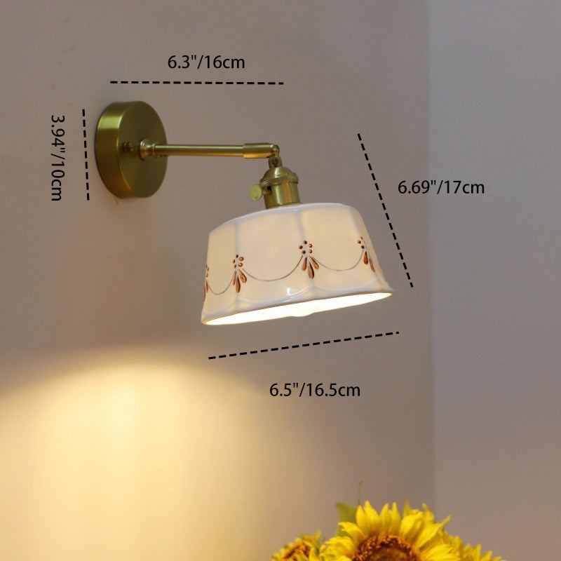 Trapezoid Round Copper Ceramic Wall Lamp