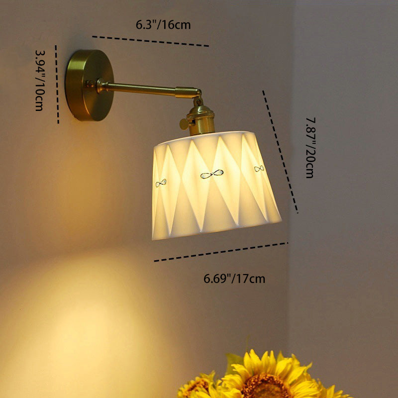 Trapezoid Round Copper Ceramic Wall Lamp