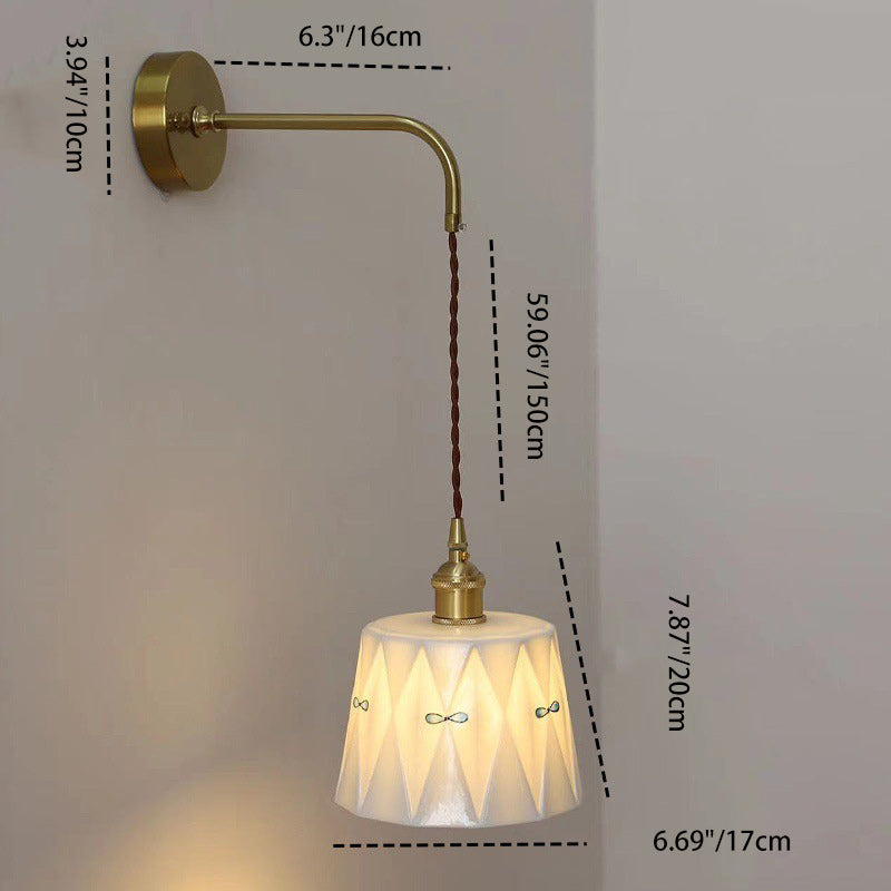 Trapezoid Round Copper Ceramic Wall Lamp