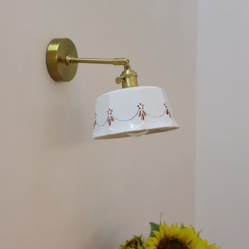 Trapezoid Round Copper Ceramic Wall Lamp