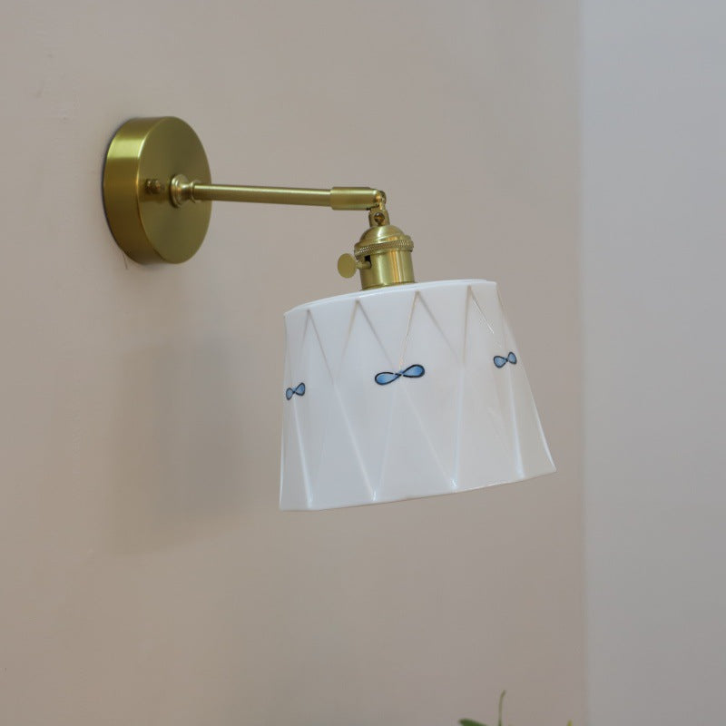 Trapezoid Round Copper Ceramic Wall Lamp