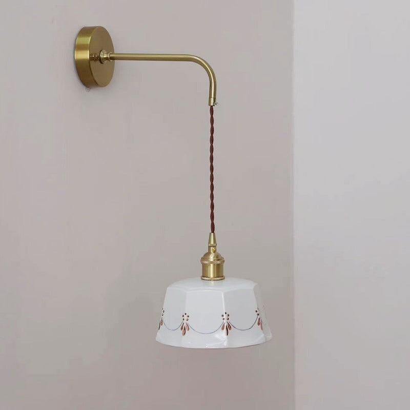 Trapezoid Round Copper Ceramic Wall Lamp