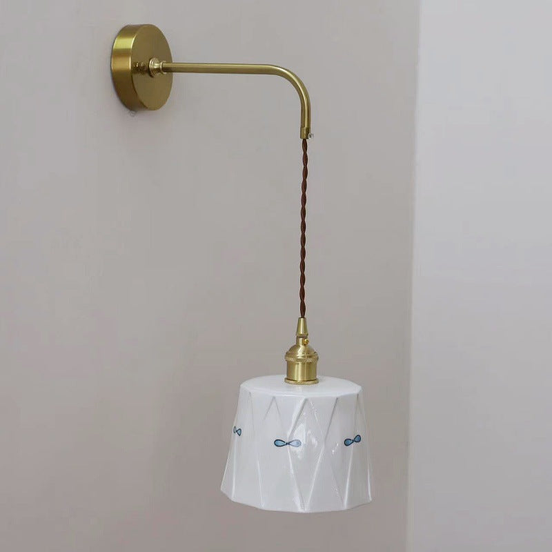 Trapezoid Round Copper Ceramic Wall Lamp