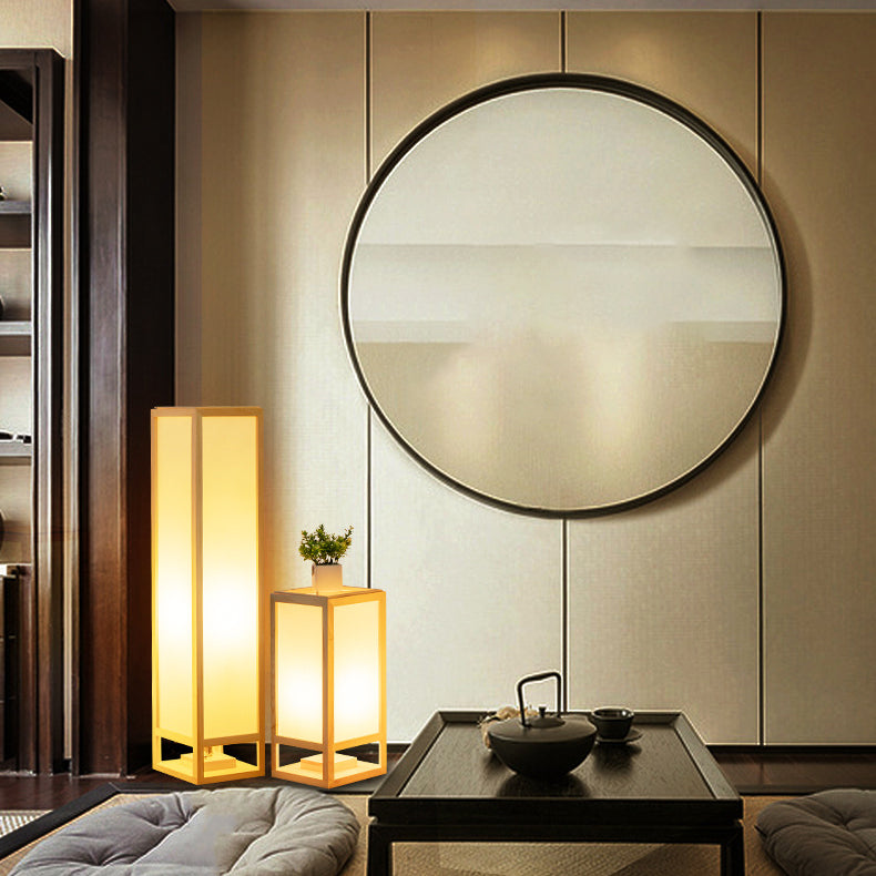 Traditional Japanese Square Rectangle Floor Lamp
