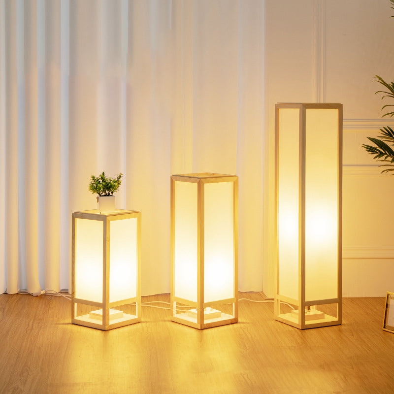 Traditional Japanese Square Rectangle Floor Lamp