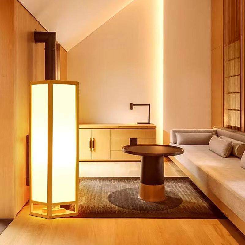 Traditional Japanese Square Rectangle Floor Lamp