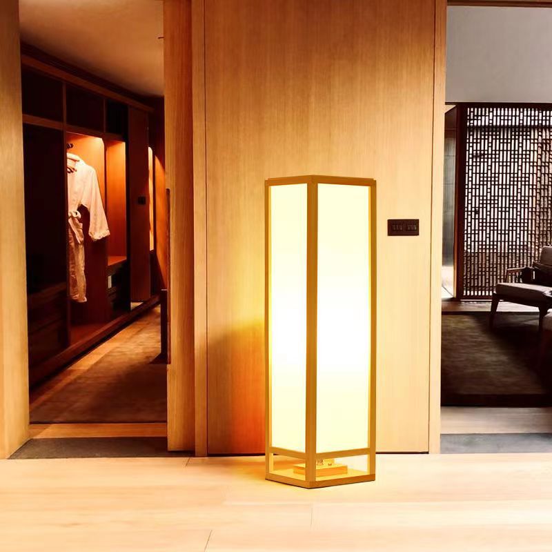 Traditional Japanese Square Rectangle Floor Lamp