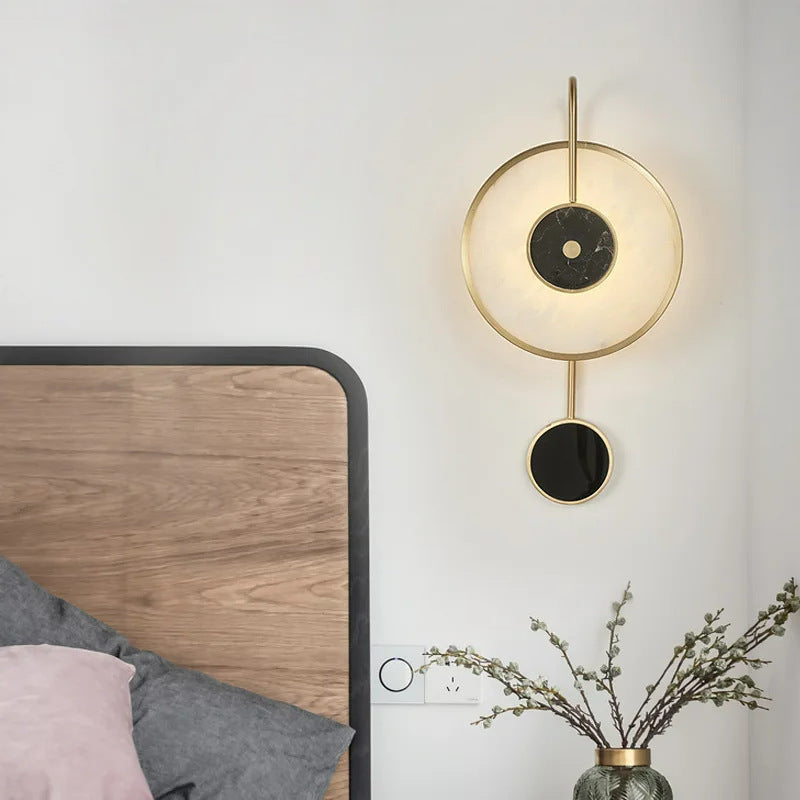 Round Iron Copper Marble Wall Lamp
