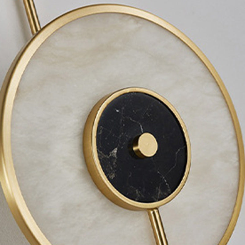 Round Iron Copper Marble Wall Lamp