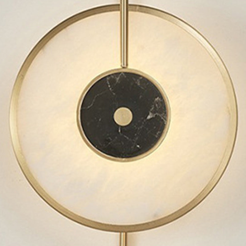 Round Iron Copper Marble Wall Lamp