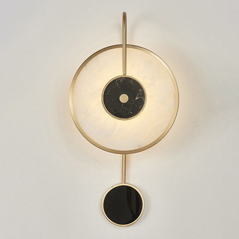 Round Iron Copper Marble Wall Lamp