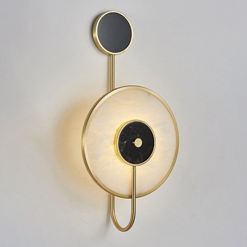 Round Iron Copper Marble Wall Lamp