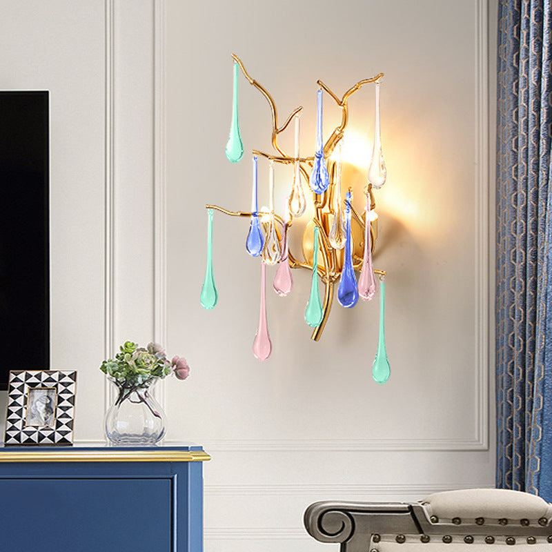 Tree Branch Colorful Water 3-Light Wall Lamp