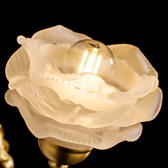 Floral Copper Glass Bedroom Wall Lamp