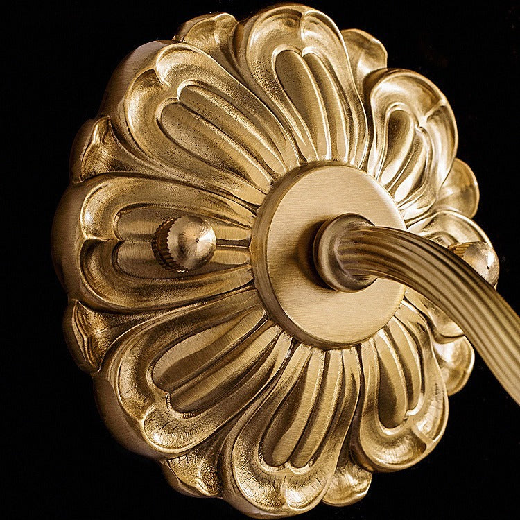 Floral Copper Glass Bedroom Wall Lamp