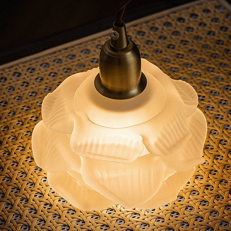 Floral Copper Glass Bedroom Wall Lamp