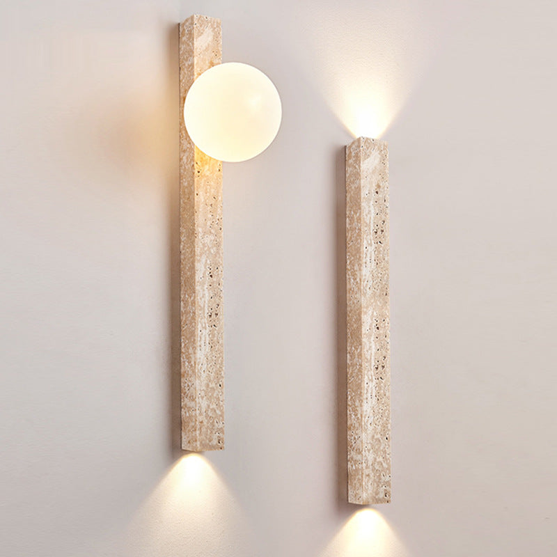 Rectangle Linear Yellow Travertine 2-Light Wall Lamp