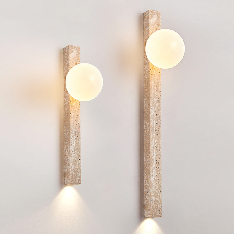 Rectangle Linear Yellow Travertine 2-Light Wall Lamp