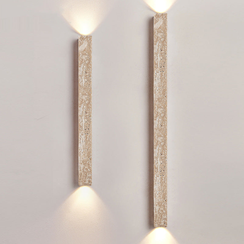 Rectangle Linear Yellow Travertine 2-Light Wall Lamp