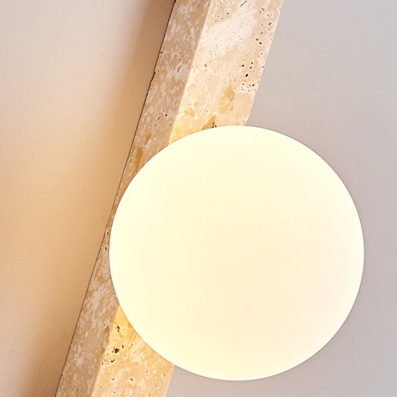Rectangle Linear Yellow Travertine 2-Light Wall Lamp