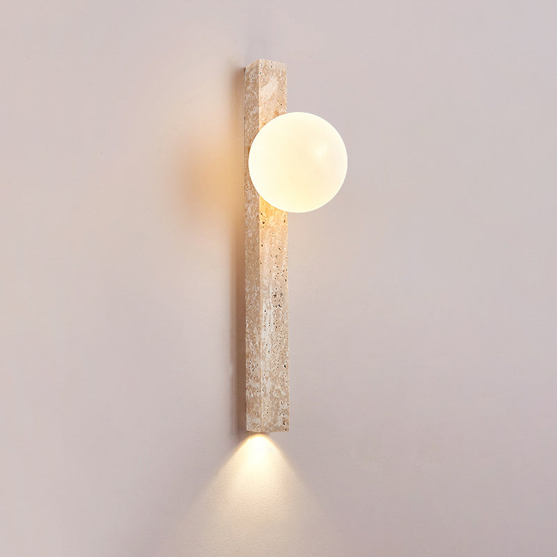 Rectangle Linear Yellow Travertine 2-Light Wall Lamp