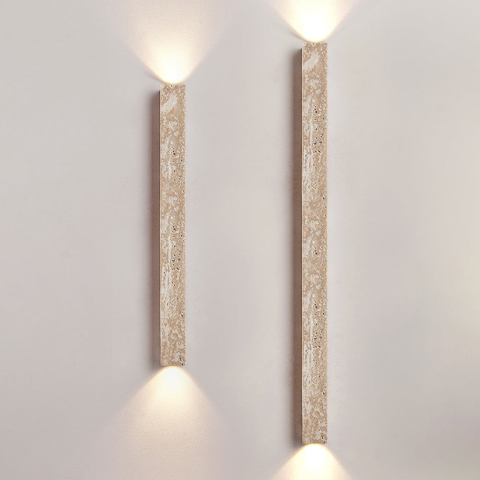 Rectangle Linear Yellow Travertine 2-Light Wall Lamp